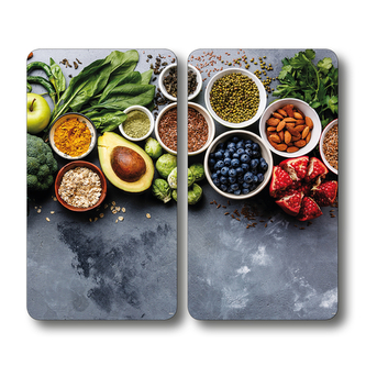 KESPER Multifunkční skleněná deska 2ks, motiv Zdravé vaření 50 x 28,5 x 0,7cm