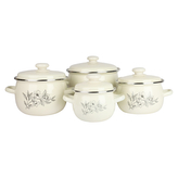 EMALIA RYBNIK 8-dílná sada smaltovaných hrnců motiv Magnolie