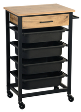 KESPER Regál pojízdný kuchyňský se šuplíkem, dub, černý 47 x 37 x 85 cm