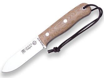 JOKER CM113-P TRAMPERO outdoorový nôž 10 cm, hnedá, Micarta, kožené puzdro, kresadlo