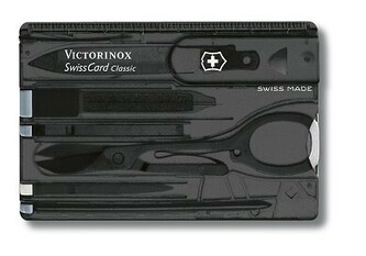 0.7133.T3 Victorinox SwissCard Onyx translucent imitácia platobnej karty, 10 funkcií,čierna