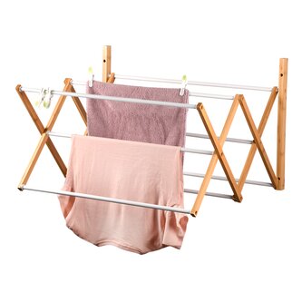 KESPER Sušák na prádlo nástěnný, skládací, bambus, kov 71 x 59 x 45 cm