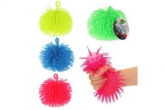 Míček antistresový mačkací chlupatý silikon 7cm 4 barvy