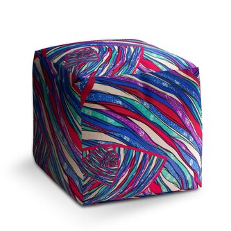 Taburet Cube Pruhovaný motiv 2: 40x40x40 cm