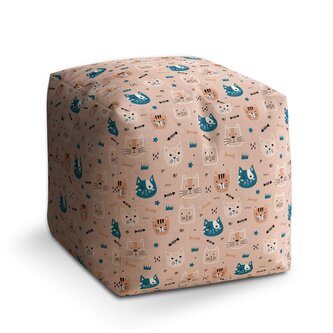 Taburet Cube Barevné kočičky: 40x40x40 cm