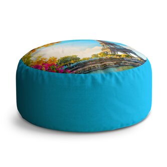 Taburet Circle Paříž Eifellova věž Flowers: 38x48 cm