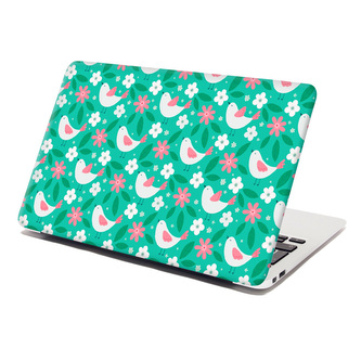 Samolepka na notebook Květiny a ptáčci: 38x26 cm