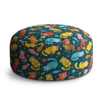 Taburet Circle Kočky s rybkami: 38x48 cm