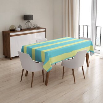 Ubrus Modrožluté pruhy: 130x130 cm