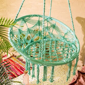 Závěsné houpací křeslo | CIRCLE | tyrkysová | 82x60x115-138 cm | 893303 Homla