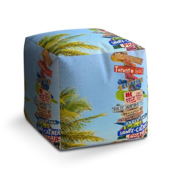 Taburet Cube Ukazatele měst: 40x40x40 cm