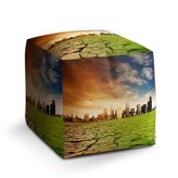 Taburet Cube Vyprahlá zem před mrakodrapy: 40x40x40 cm