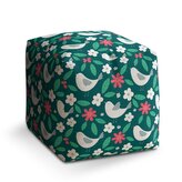 Taburet Cube Červené kvítí s ptáčky: 40x40x40 cm