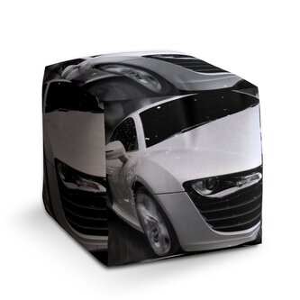 Taburet Cube Bílý sporťák: 40x40x40 cm