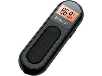 Sandberg kapesní FM rádio Recharge, dobíjecí baterie, display, černá