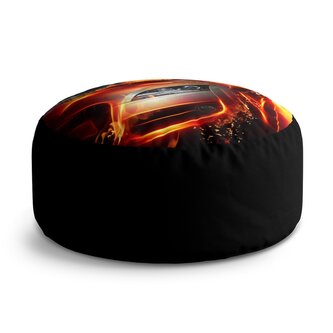 Taburet Circle Auto v plamenech: 38x48 cm