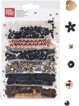 Dekorace 6 druhů - Trend - barva: černá, zlatá, růžově zlatá.