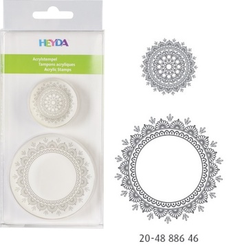 Razítko akryl kulaté - ornament, 2 motivy, velikost 4cm a 7cm