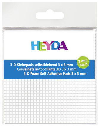 Oboustraně lepicí vycpávka pro techniku 3-D efektů, rozměr 3x3mm, výška 3mm, 961ks.