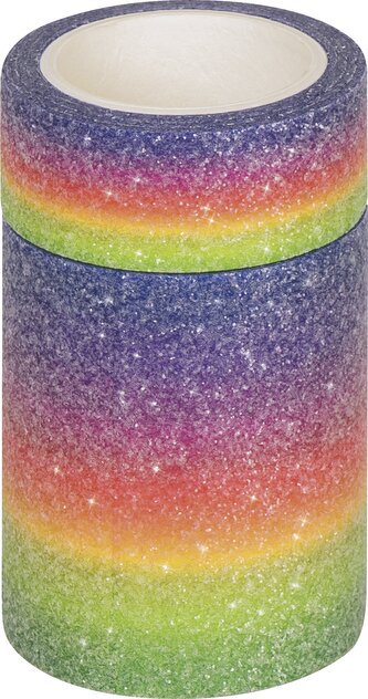Páska lepicí papírová 2ks - glitr duha: 2m x 15mm, 2m x 45mm.