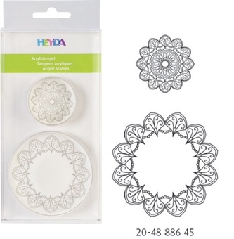 Razítko akryl kulaté - ornament, 2 motivy, velikost 4cm a 7 cm