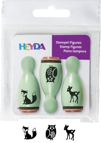 3 ks Razítka dřevěné lakované kuželky- lesní zvěř. Rozměr motivu: 12mm