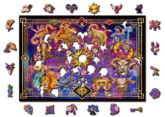 WOODEN CITY Dřevěné puzzle Zvěrokruh 2v1, 505 dílků EKO