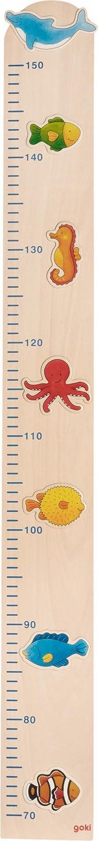 GOKI Dřevěný růstový metr Mořští živočichové