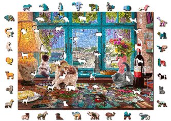 WOODEN CITY Dřevěné puzzle Puzzlařův stůl 2v1, 1010 dílků EKO