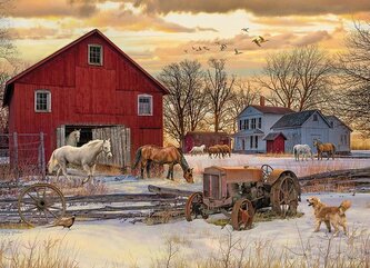 COBBLE HILL Puzzle Zima na farmě 1000 dílků
