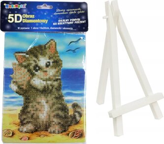 Norimpex Diamantové malování Kotě s mušlí 15x20cm se stojánkem