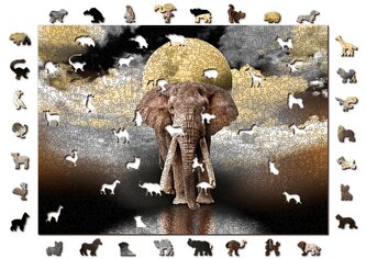 WOODEN CITY Dřevěné puzzle Sloní sny 2v1, 1010 dílků EKO