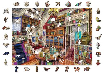 WOODEN CITY Dřevěné puzzle Přání v knihkupectví 2v1, 1010 dílků EKO