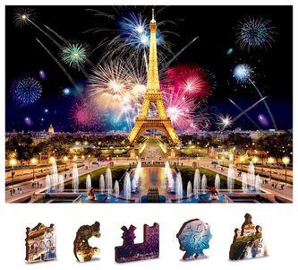WOODEN CITY Dřevěné puzzle Noční Paříž 2v1, 150 dílků EKO