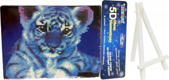 Norimpex Diamantové malování Bílý tygřík 15x20cm se stojánkem