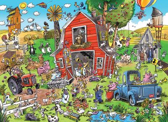 COBBLE HILL Rodinné puzzle Šílená farma 350 dílků