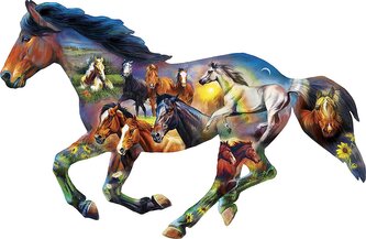 MASTERPIECES Obrysové puzzle Divocí koně 1000 dílků
