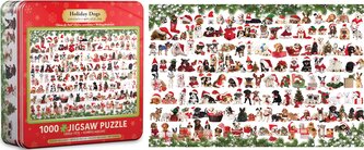 EUROGRAPHICS Puzzle v plechové krabičce Vánoční psi 1000 dílků