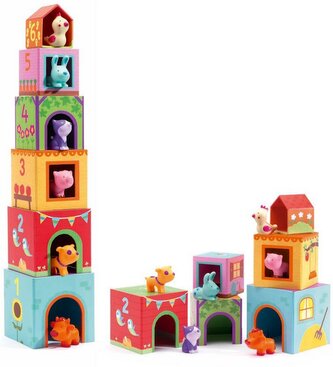 DJECO Skládací kostky Domečky pro zvířátka