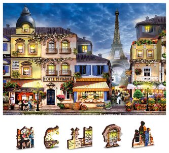WOODEN CITY Dřevěné puzzle Snídaně v Paříži 2v1, 75 dílků EKO