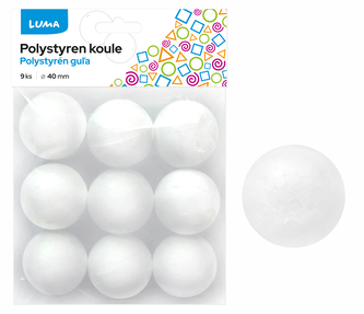 Polystyren - Koule  40mm, 9ks LUMA