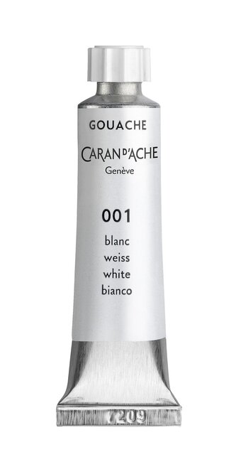 Kvašová barva, bílá, tuba 10 ml, CARAN D'ACHE 2001.001