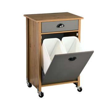 KESPER Regál pojízdný kuchyňský s odpadkovými koši hnědý, šedý 50 x 79 x 37 cm