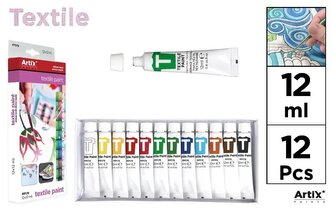 Farba do tekstyliów 12 tubek Farba do tekstyliów 12 tubek
