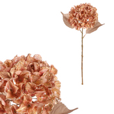 Hortenzie ve vánočním dekoru - umělá řezaná, barva růžovo - zlatá.