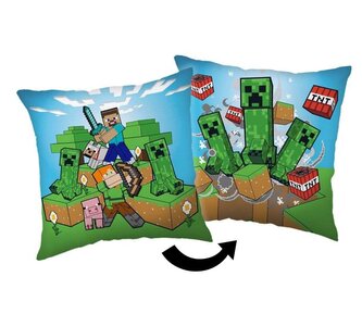 JERRY FABRICS Polštářek Minecraft Creeper rush  Polyester, 40/40 cm