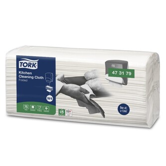 Utěrky čisticí skládané Tork kuchyňské, 75 ks, 41,5 x 35,5 cm, 1 vr., bílé, W4