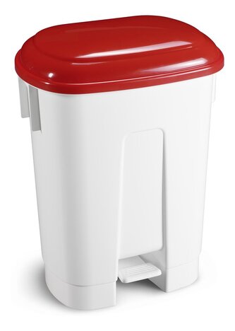 Koš na odpad Derby, 60 l, nášlapný, bílý/červené víko