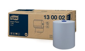 Utěrky papírové Tork, neperforované, 250 m, 1 vr., modré, 6 ks, W6