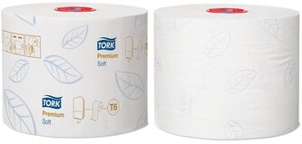 Toaletní papír v roli Tork Mid-size Premium, jemný, 2 vr., celulóza, 90 m, 27 ks, T6